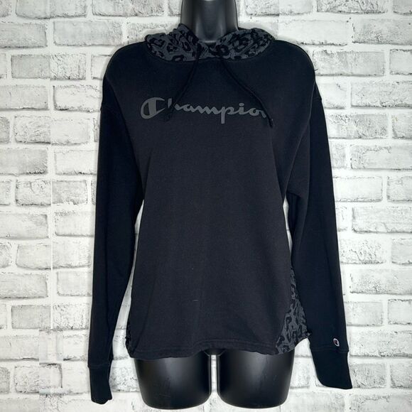 CHAMPION BLACK COLOR BLOCK LONG SLEEVE HOODIE SZ M Medium - Picture 2 of 9